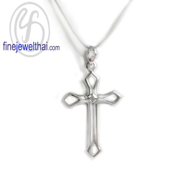 จี้เพชร จี้ทองคำขาว จี้เพชรแท้ จี้ไม้กางเขน- P1202DWG